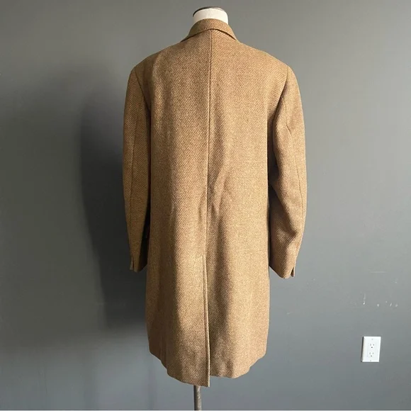 Chipp Harris Tweed Camel Wool Overcoat Men’s 40S Ivy League Vintage Coat - Picture 5 of 14